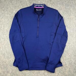 Under Armour ColdGear Women’s 1/4 Zip Fitted Running Pullover Blue Fuchsia Large